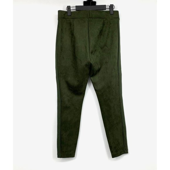 LOFT Leggings Green Faux Suede Zip Skinny Ankle Pull On - Picture 7 of 10